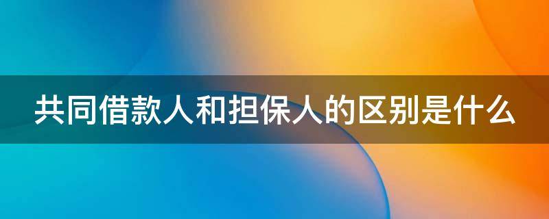 共同借款人和担保人的区别是什么