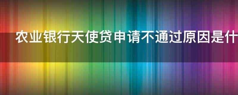 农业银行天使贷申请不通过原因是什么
