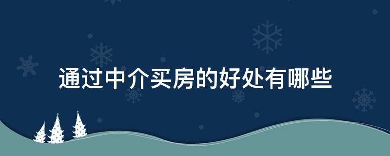 通过中介买房的好处有哪些（通过中介买房的好处有哪些方面）