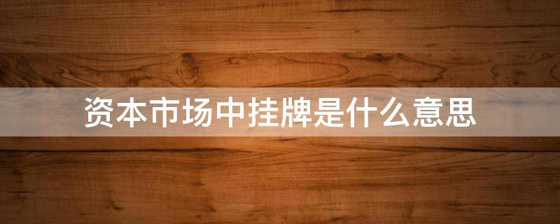 资本市场中挂牌是什么意思（资本市场中挂牌是什么意思啊）