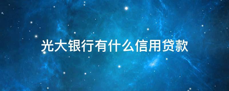 光大银行有什么信用贷款（光大银行有什么贷款业务）