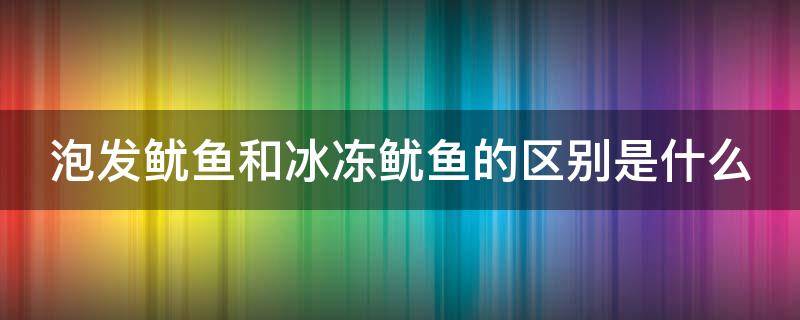 泡发鱿鱼和冰冻鱿鱼的区别是什么（泡发鱿鱼是什么东西）