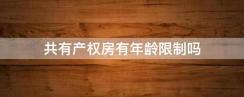 共有产权房有年龄限制吗 共有产权住房有年龄限制吗
