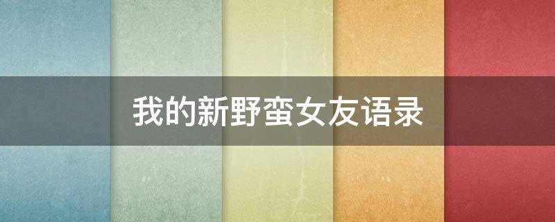 我的新野蛮女友语录（我的新野蛮女友语录摘抄）