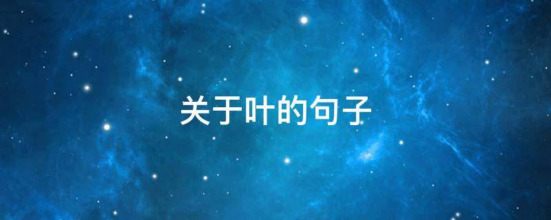 关于叶的句子 关于叶子的唯美一句话
