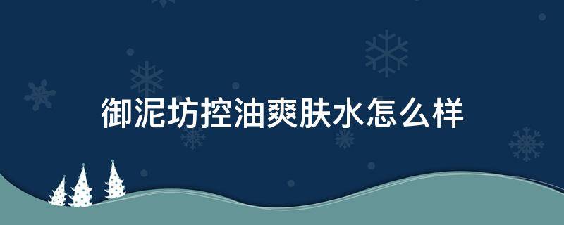 御泥坊控油爽肤水怎么样（御泥坊控油爽肤水怎么样啊）
