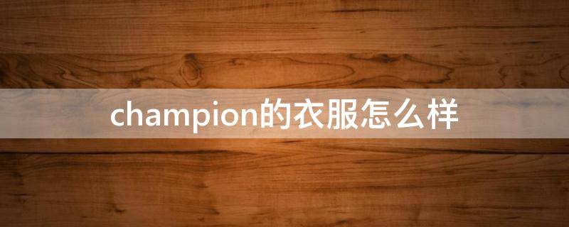 champion的衣服怎么样 champion的衣服质量如何