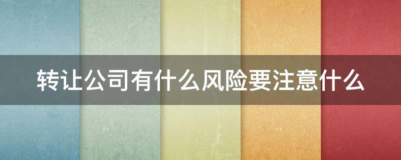 转让公司有什么风险要注意什么 转让公司有什么风险吗