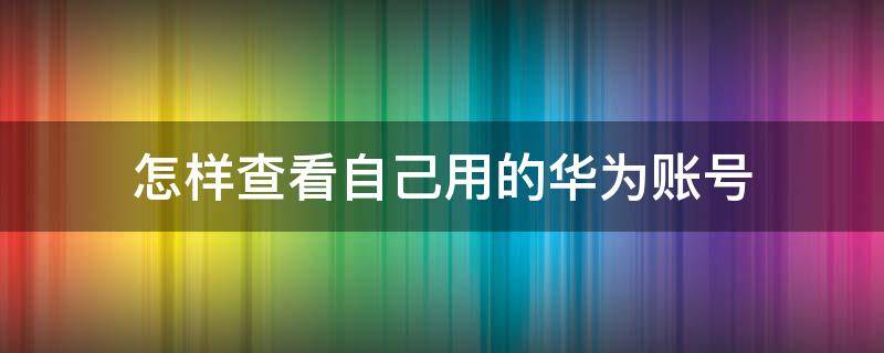怎样查看自己用的华为账号（怎样查看自己用的华为账号和密码）