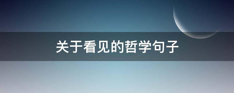 关于看见的哲学句子 关于看见的哲理句子
