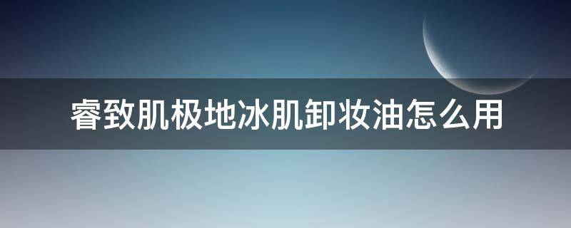 睿致肌极地冰肌卸妆油怎么用（睿致肌冰原植萃焕活净澈卸妆乳）