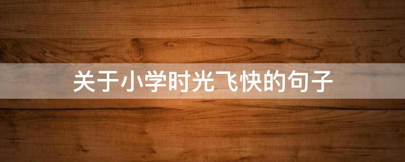 关于小学时光飞快的句子（写小学时光飞逝的唯美句子）