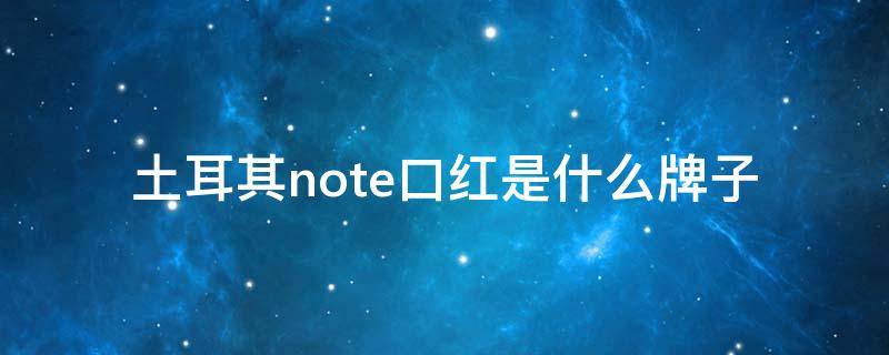 土耳其note口红是什么牌子