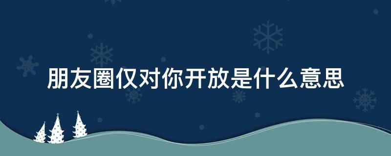 朋友圈仅对你开放是什么意思（朋友圈仅对你开放是什么意思呀）