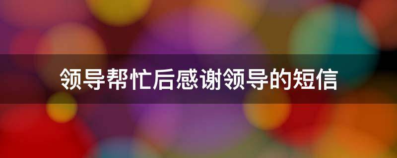 领导帮忙后感谢领导的短信（领导帮忙后感谢领导的短信怎么写）