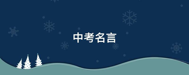 中考名言（中考名言名句）