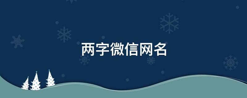 两字微信网名（两字微信网名女）