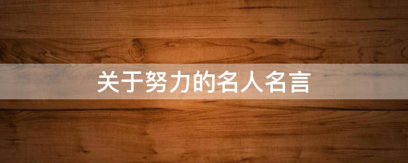 关于努力的名人名言（关于努力的名人名言名句）