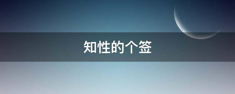 知性的个签（知性短句）