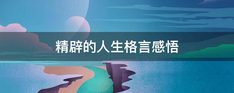 精辟的人生格言感悟 精辟的人生格言感悟句子