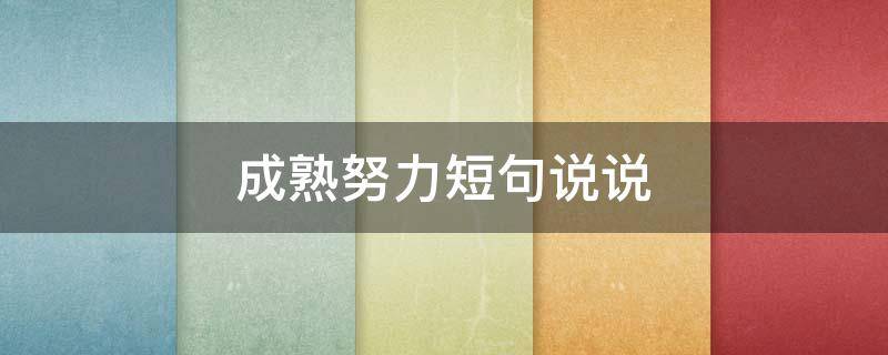成熟努力短句说说（成熟努力短句说说文案）