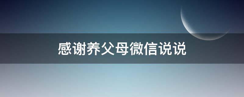 感谢养父母微信说说 感谢养父母的一段话