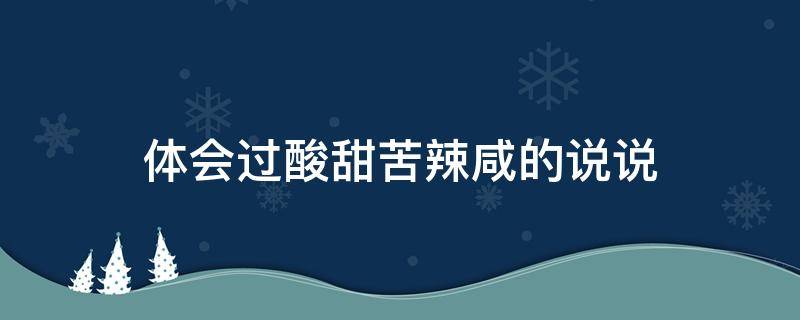 体会过酸甜苦辣咸的说说 感慨酸甜苦辣咸的句子