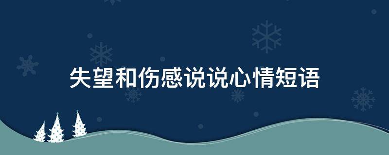 失望和伤感说说心情短语 失望和伤感说说心情短语句