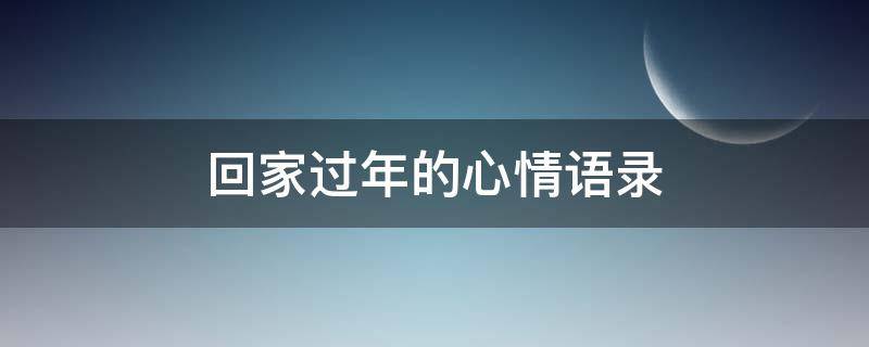 回家过年的心情语录（回家过年的心情语录简短）