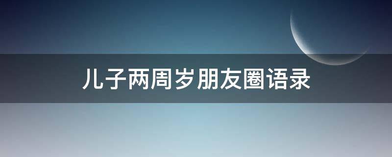 儿子两周岁朋友圈语录
