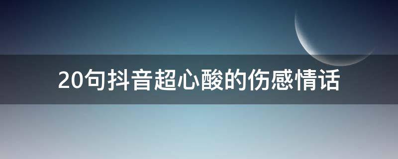 20句抖音超心酸的伤感情话