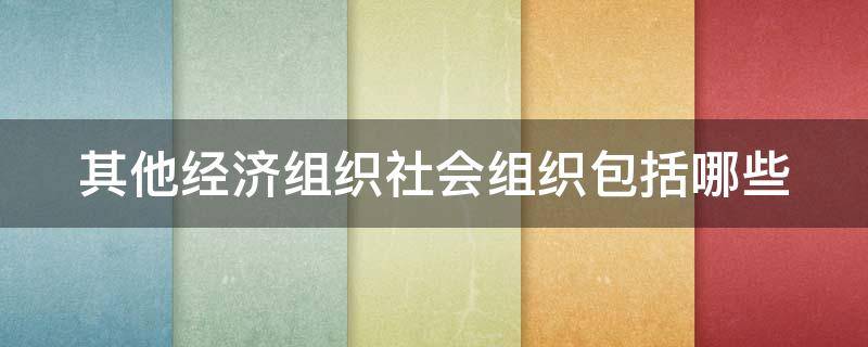 其他经济组织社会组织包括哪些 其他经济组织社会组织包括哪些人员