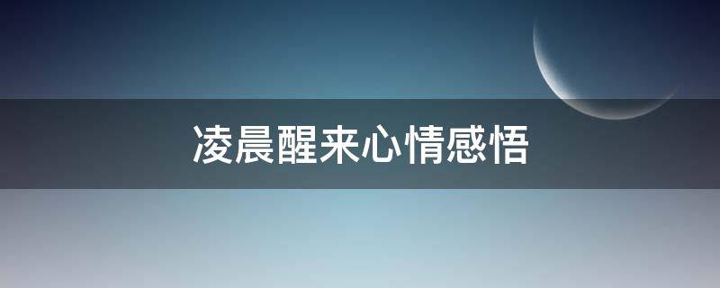 凌晨醒来心情感悟