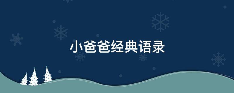 小爸爸经典语录 小爸爸经典语录短句