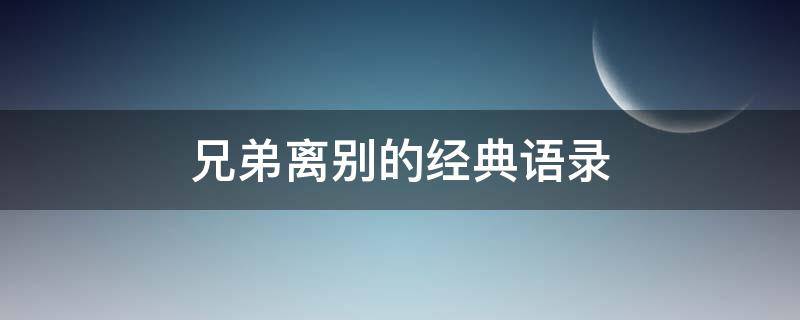 兄弟离别的经典语录（离别的句子最走心的话）