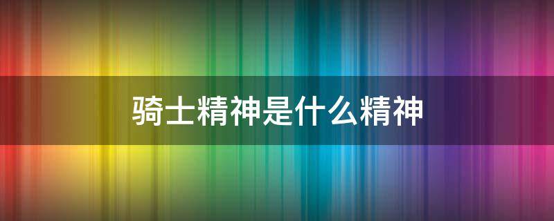 骑士精神是什么精神（骑士精神是什么精神类型）