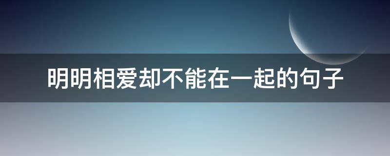 明明相爱却不能在一起的句子 明明相爱却不能在一起的句子说说