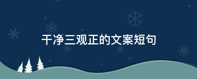 干净三观正的文案短句（干净三观正的文案短句,精辟有哲理人生语录）