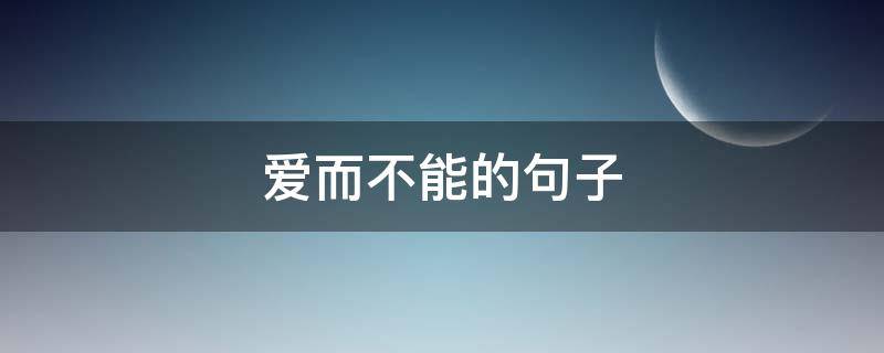 爱而不能的句子（爱而不能爱的句子）