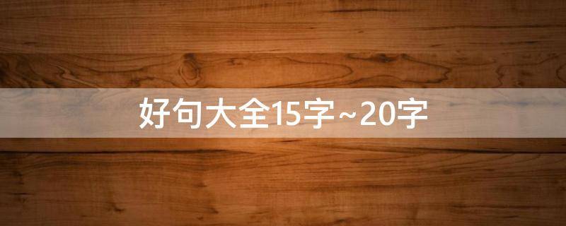 好句大全15字~20字 好句大全15字以上200个