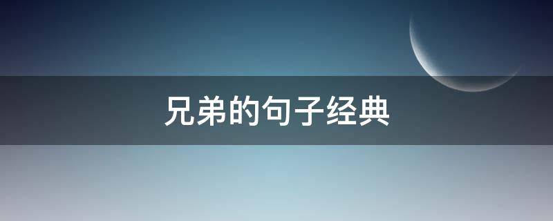 兄弟的句子经典 兄弟的句子经典语录
