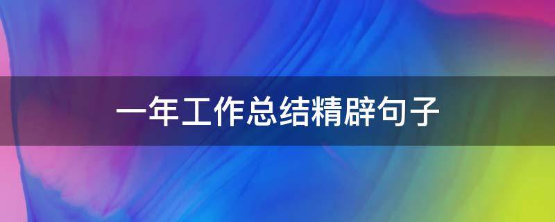 一年工作总结精辟句子（一年工作总结精辟句子开头）