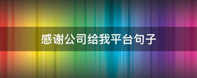感谢公司给我平台句子（感谢公司给我平台 感人的句子）