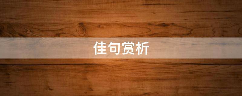 佳句赏析（佳句鉴赏）