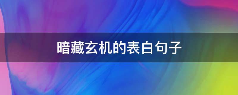 暗藏玄机的表白句子（高级暗语表白）