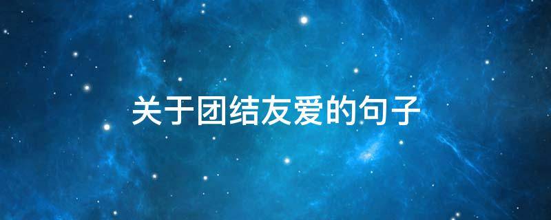 关于团结友爱的句子 关于团结友爱的句子赞美