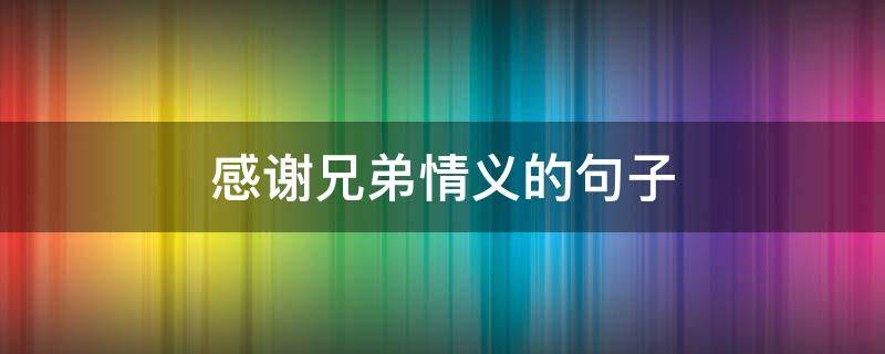 感谢兄弟情义的句子（感谢兄弟情义的句子50字左右的）