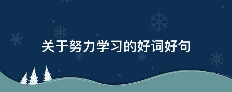关于努力学习的好词好句