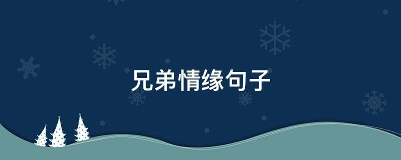兄弟情缘句子