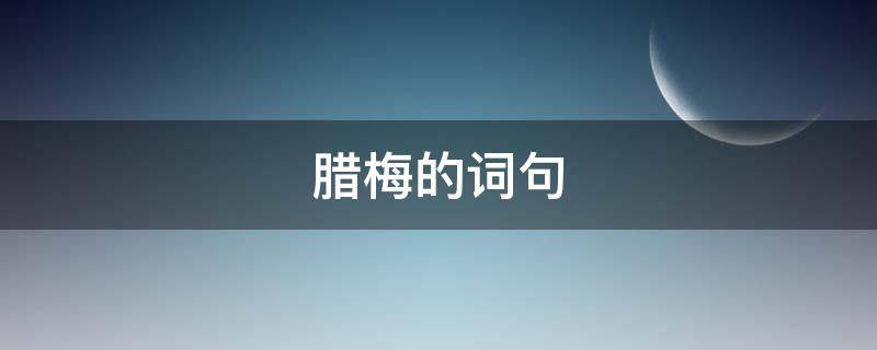 腊梅的词句